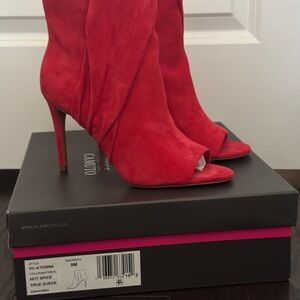 Vince Camuto Women's Red Suede Heeled Boots